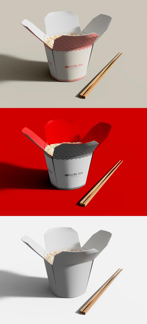 Noodle Open Round Box with Chopsticks Mockup