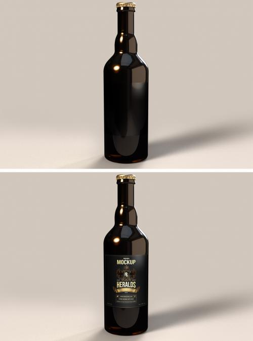 Beer Bottle Mockup on a White Background