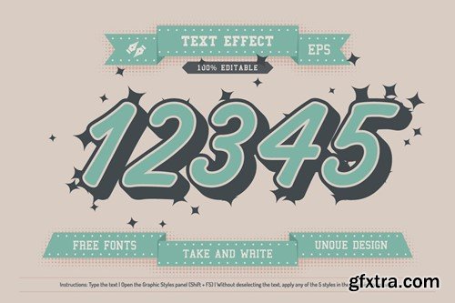 5 Retro Editable Text Effects, Graphic Styles PRLQAVP