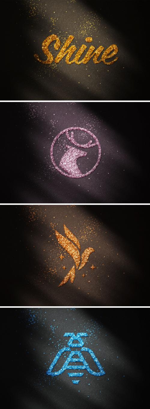 Glowing 3D Glitter Text Effect Mockup