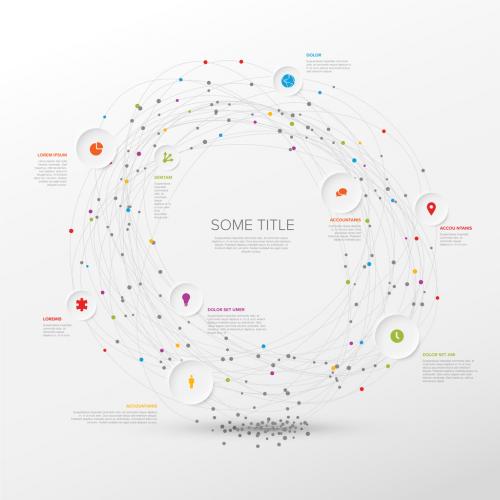 Simple Infographic with Circle Icons Elements on Abstract Circle Paths