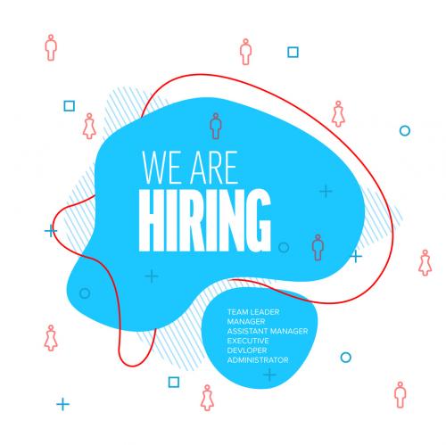 We Are Hiring Minimalistic Flyer Layout Light Blue Version with Abstract Shape
