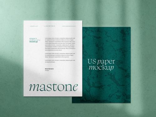 Elegant Us Paper Letterhead and Folder Branding Mockup