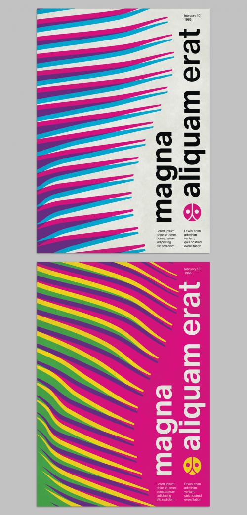 Creative Swiss Style Poster Layout with Distorted Overlapped Lines Pattern