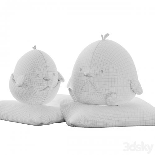 Cute plush chickens in a nest