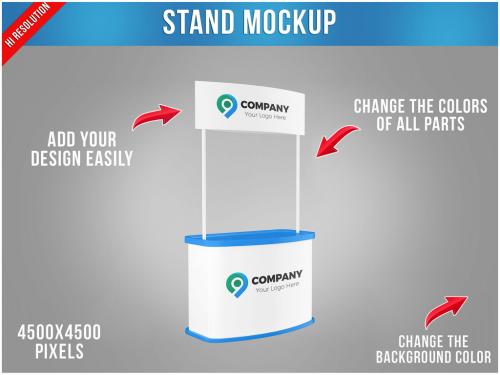 Promo Stand Mockup - Half Side View