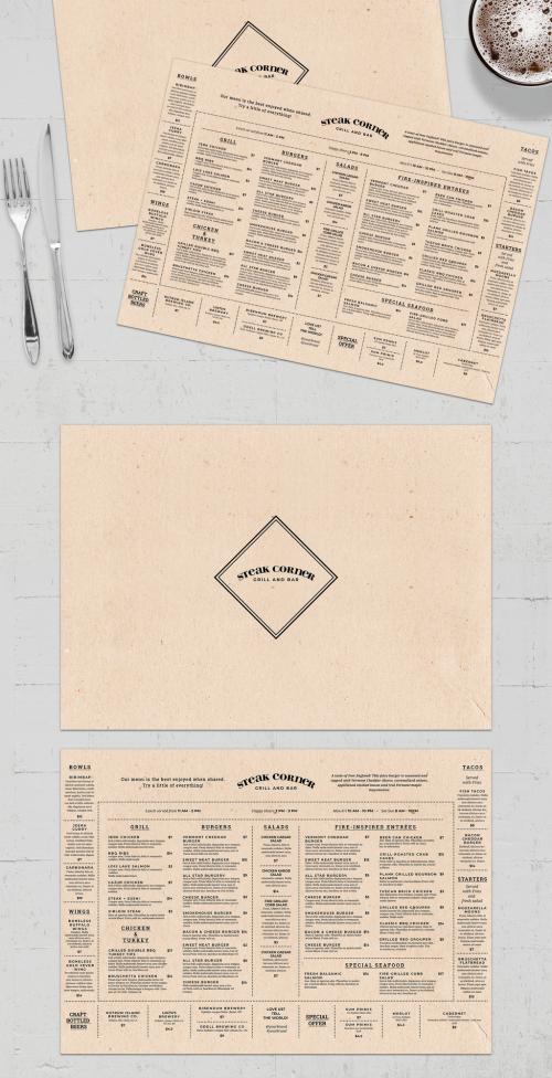 Large Landscape Restaurant Menu Layout