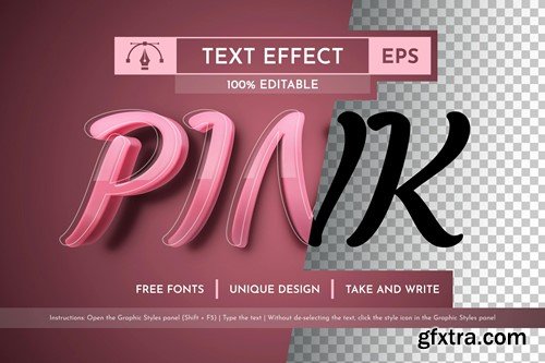 Pink Editable Text Effect, Graphic Style V2MSM8A