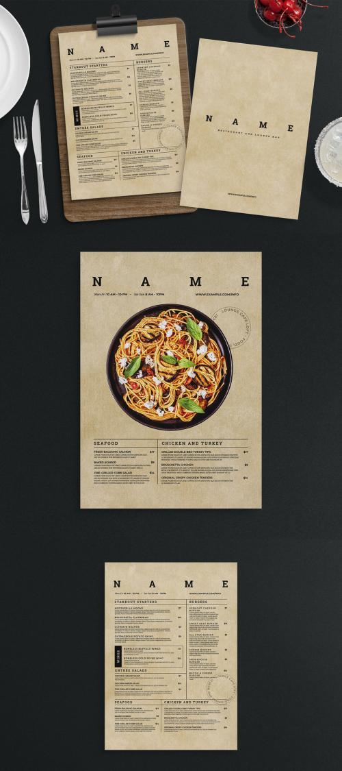 Menu Layout with Rustic Cardboard Texture