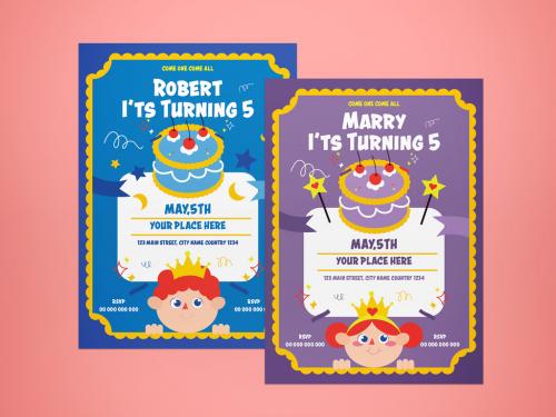 Birthday Prince and Princess Invitations Layout