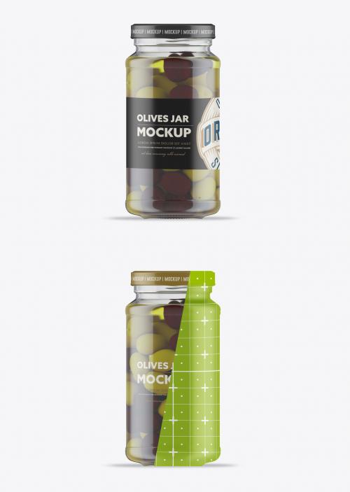 Clear Glass Jar with Olives Mockup