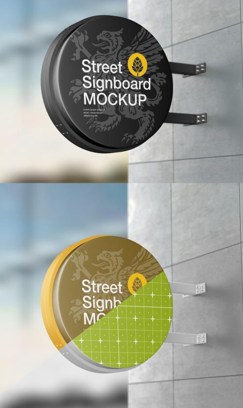 Street Signboard Wall Mockup