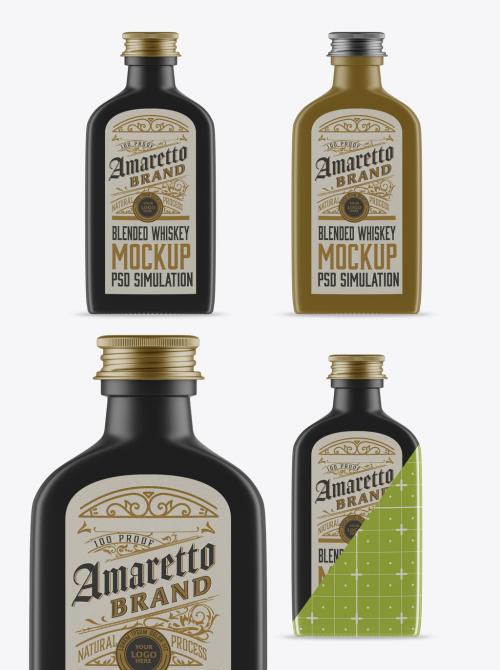 Flat Liquor Glass Bottle Mockup