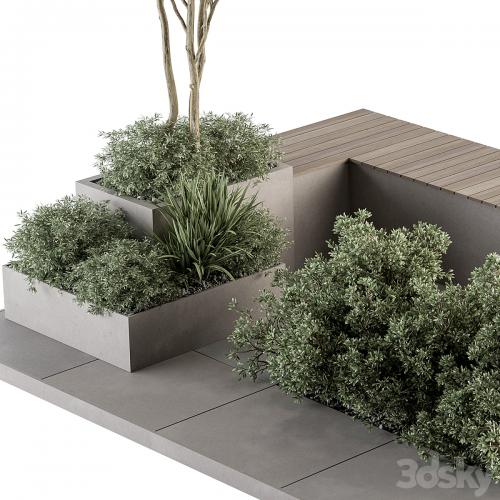 Urban Furniture / Architecture Bench with Garden Plants- Set 35