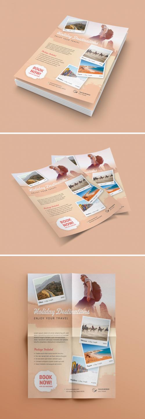 Travel Flyer Layout with Beige Accents