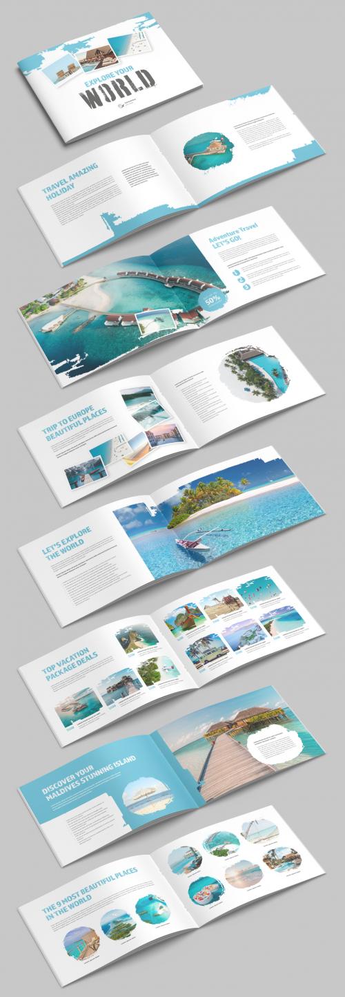 Travel Agency Brochure Layout with Blue Accents