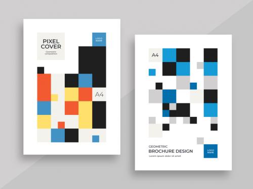 Corporate Layouts Brochures with Colorful Square Pattern