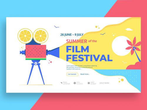 Summer Film Festival Media Banner Template with Camera