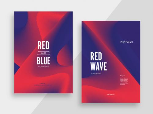 Red and Blue Abstract Poster Layout with Wavy Shape