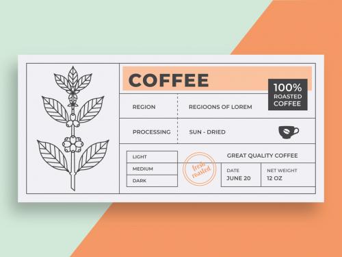 Vintage Coffee Label Layout with Coffee Branch