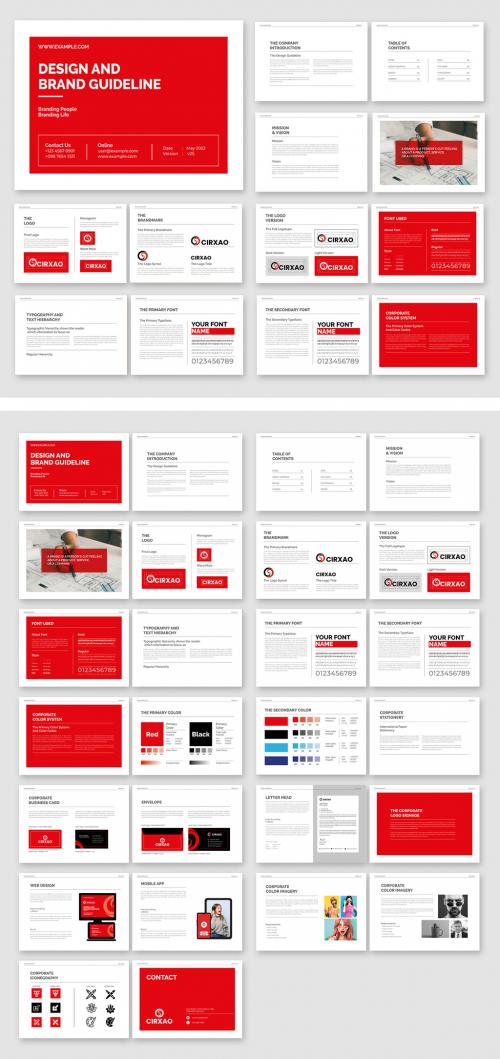 Brand Guideline Booklet Layout with Red Accents