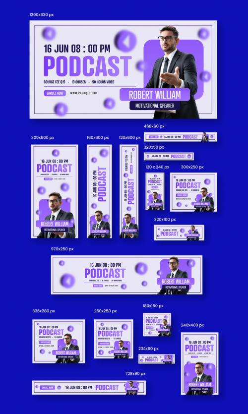 Podcast Web Banner Ads Set