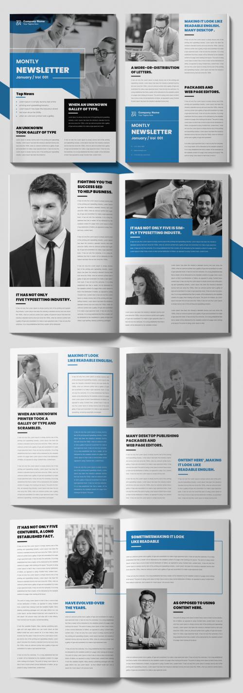 Business Newsletter Layout with Blue Accents