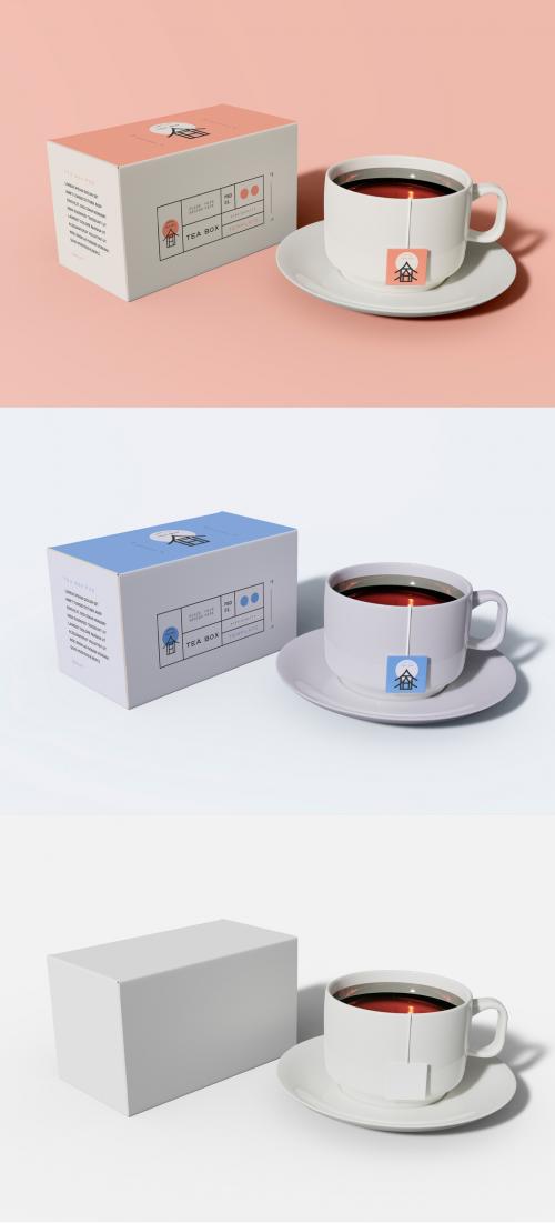 Tea Box with Cup Mockup