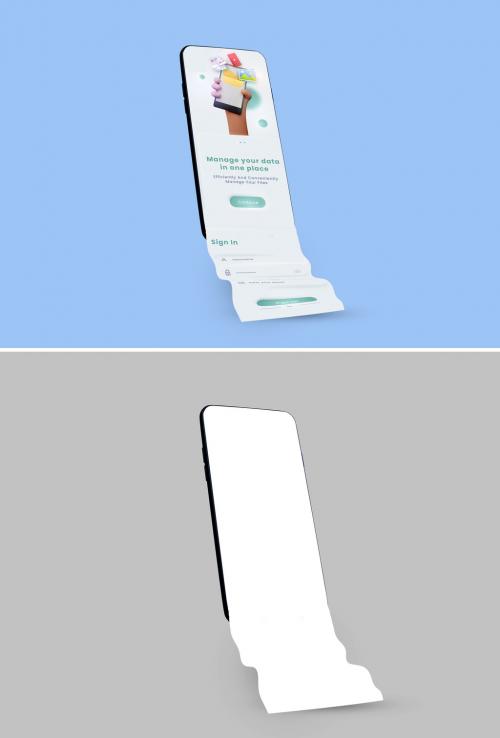 Mobile with 3D Elements Long Screen Scroll Mockup