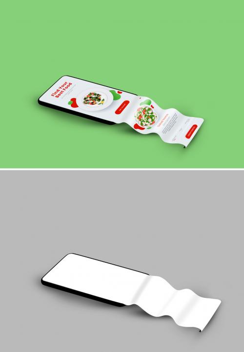 Mobile with Food App Screen Long Screen Scroll Mockup