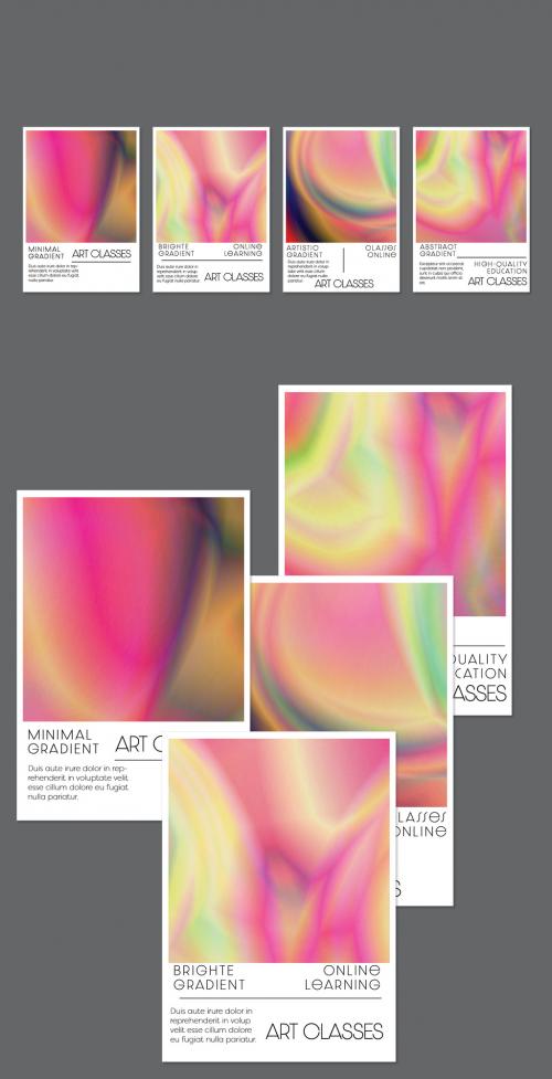 Flyer Layout with Bright Holographic Gradient Picture