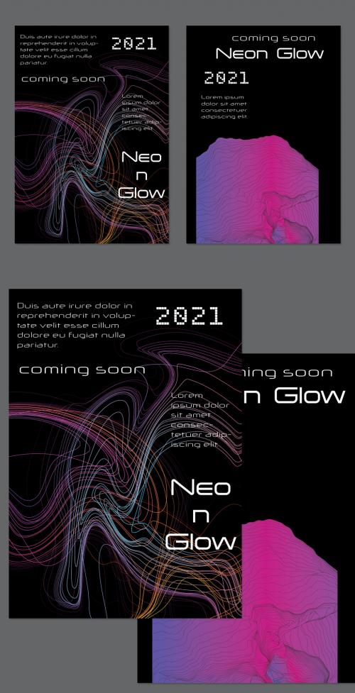 Flyer Layout with Bright Gradient Terranion Shape and Glow Net