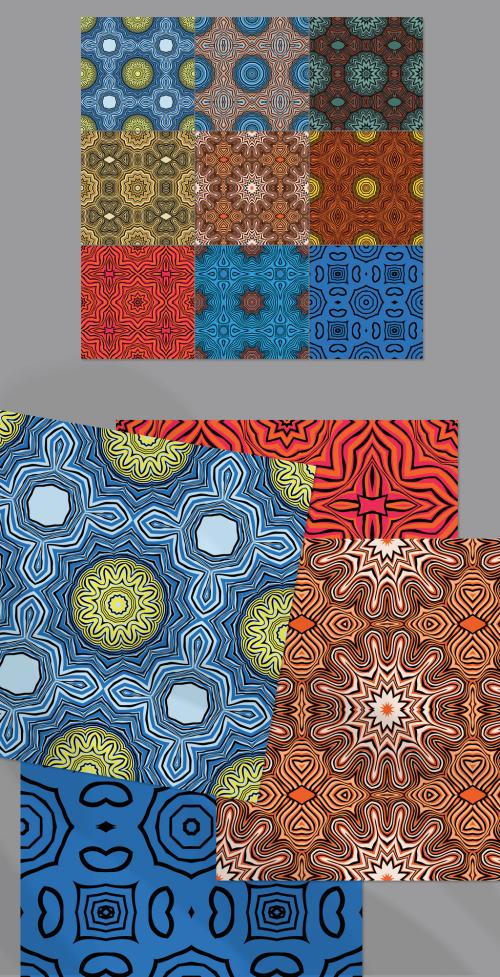 Seamless Pattern Collection with Ethic Mandala Motif