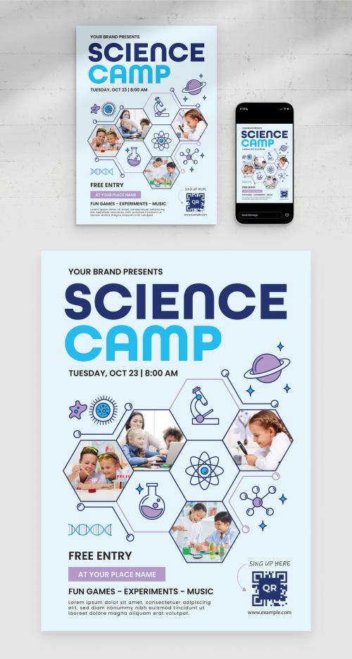 Science Camp Flyer Poster for School Science Education Events