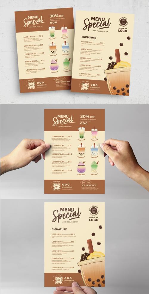 Boba Bubble Tea Menu Flyer Layout