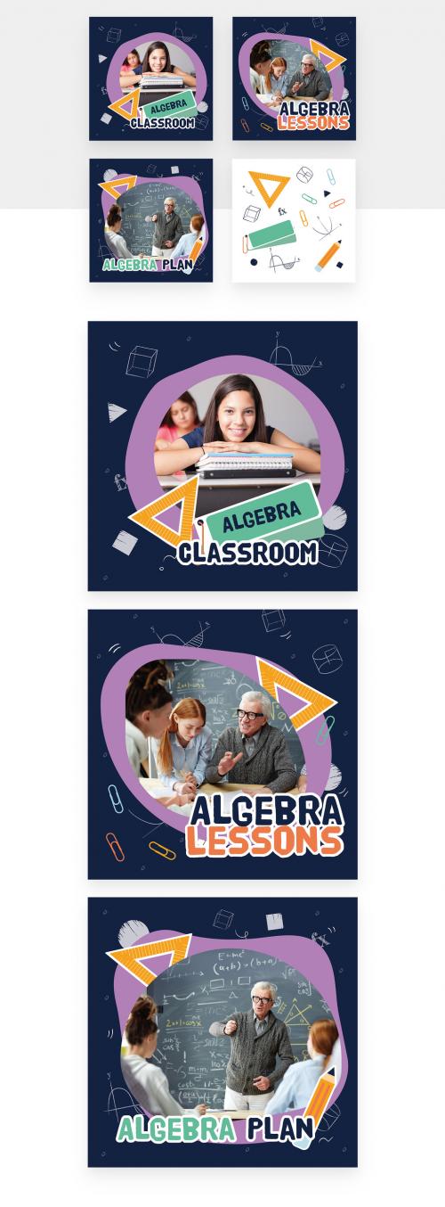 School Math Algebra Themed Education Social Media Banners