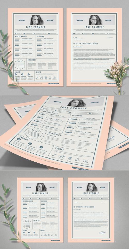 Resume and CV Layout in Tabular Layout in Blue and Peach Colors