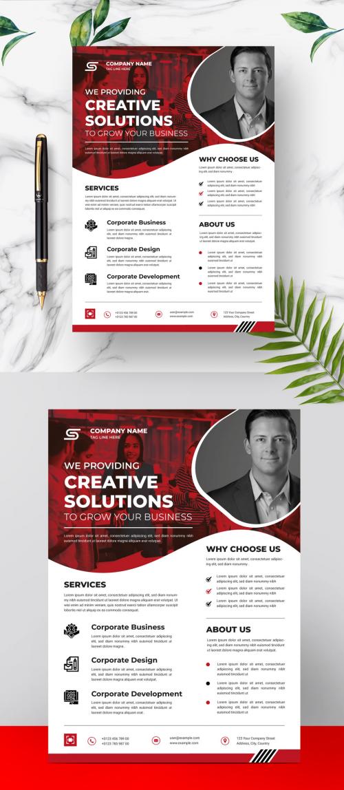 Business Flyer Layout with Colorful Accents