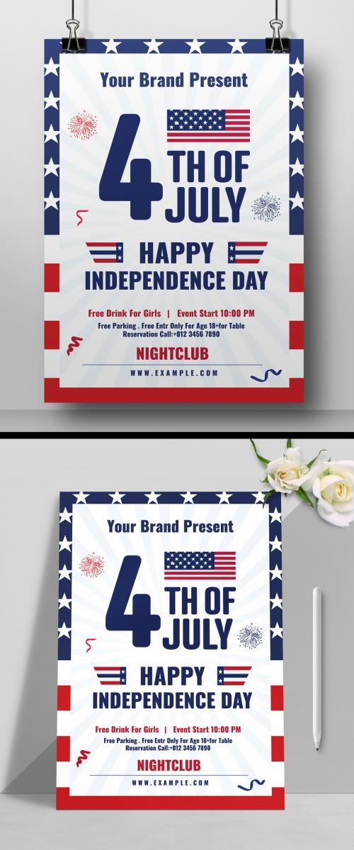 Independence Day Flyer with Flag