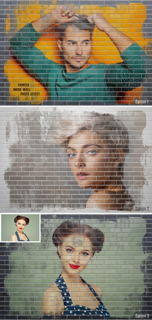 Brick Wall Photo Effect Mockup