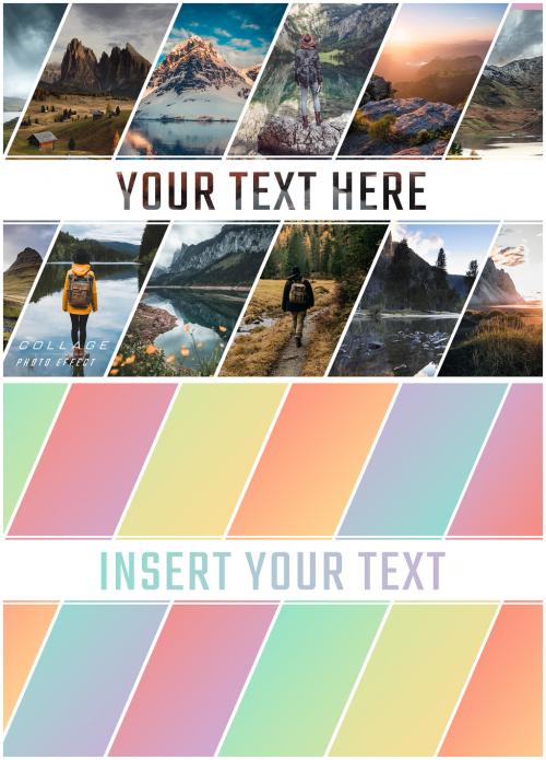 Photo Collage Strip Effect Mockup