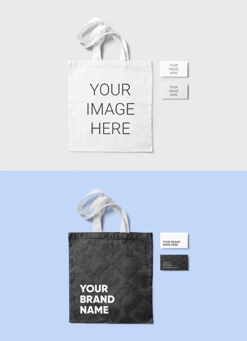 Material Bag with Business Card Mockups