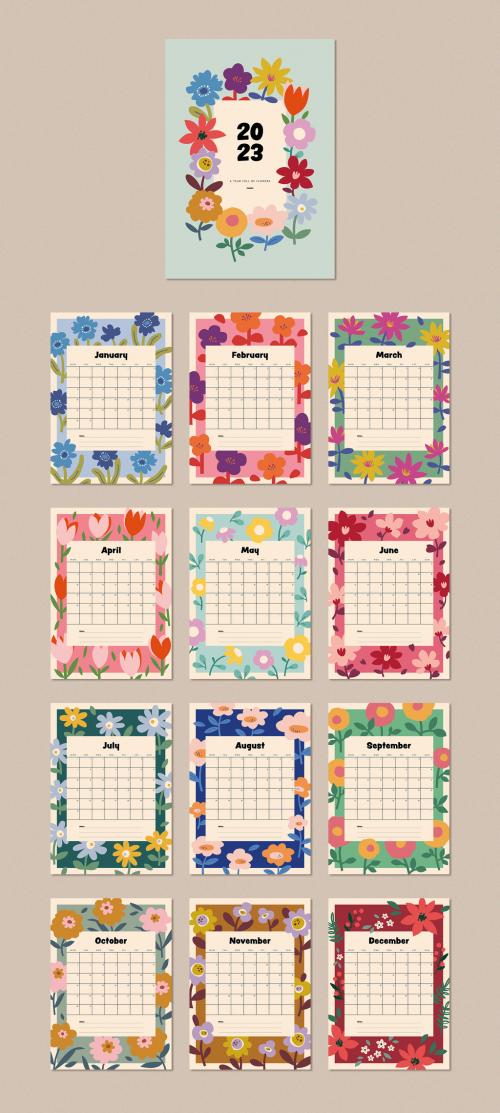 Calendar Layout with Flowers