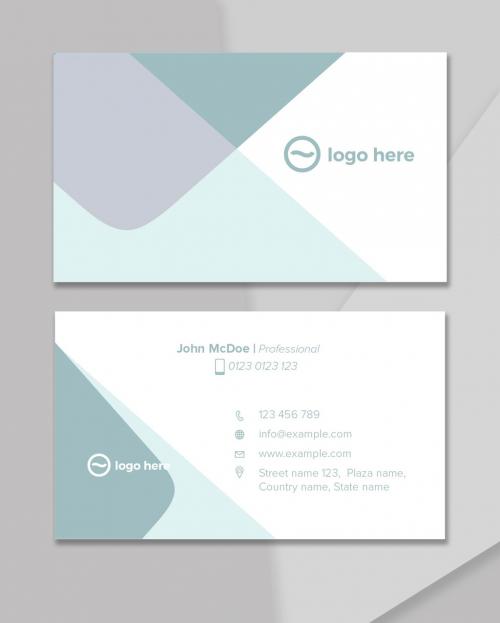 Business Card with Light Blue Accents