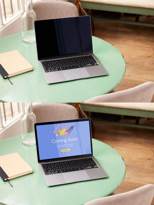 Mockup of a Laptop on a Table