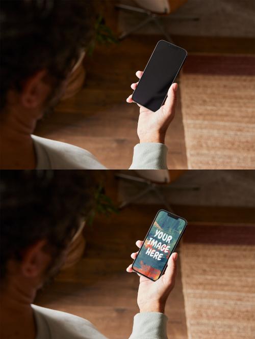 Man Holding a Smartphone Mockup