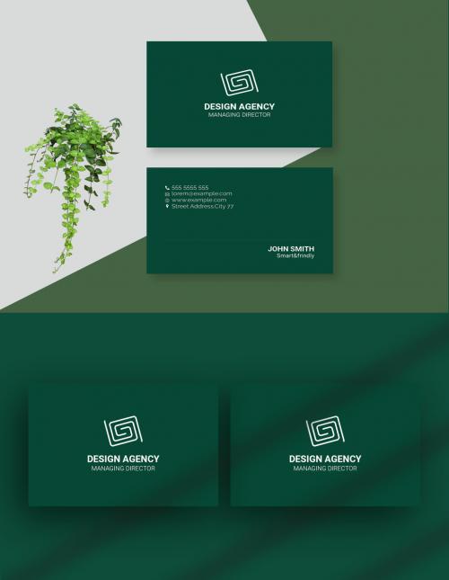 Grayscale Greenbusness Card Layout