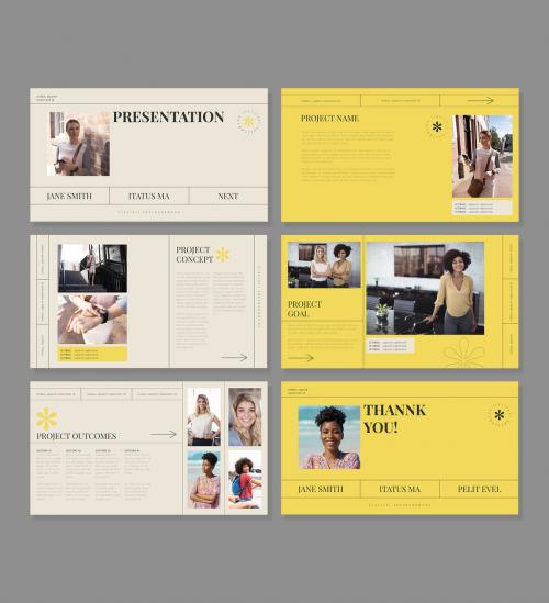 Interactive Presentation Layout with Yellow Accents