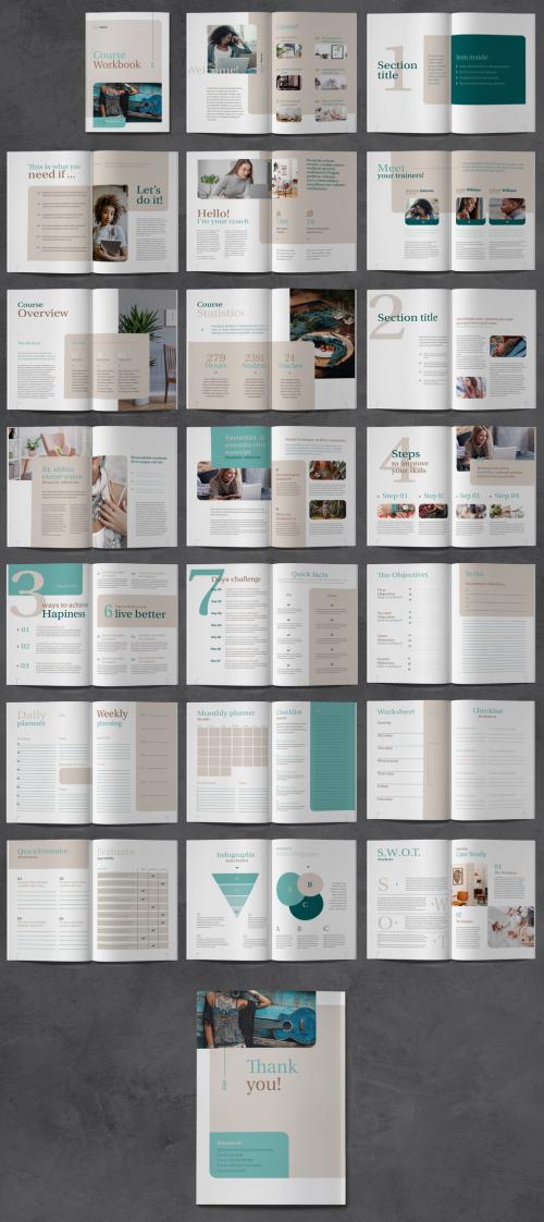 Course ebook Workbook Brochure with Turquoise and Beige Accents