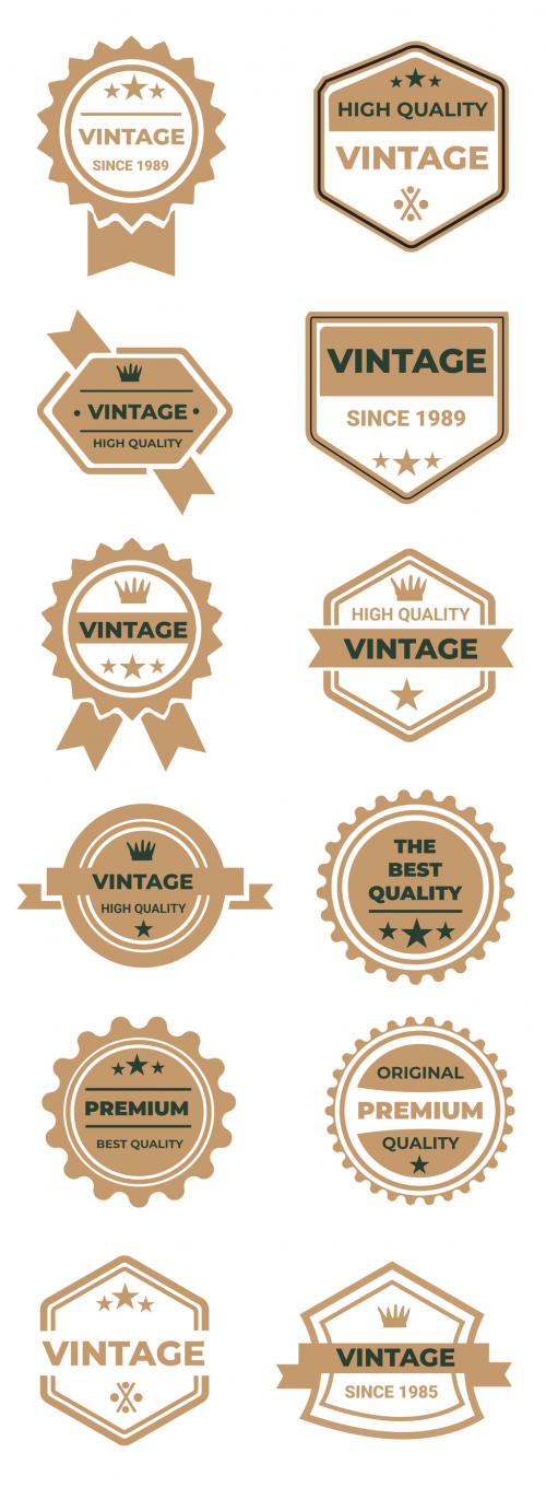 Set of 12 Vintage Logos and Badges